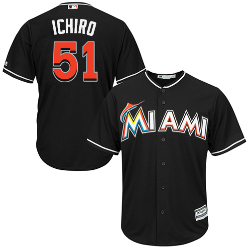 Marlins #51 Ichiro Suzuki Black Cool Base Stitched Youth MLB Jersey Marlins #51 Ichiro Suzuki Black Cool Base Stitched Youth MLB Jersey