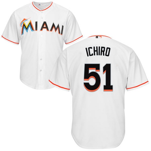 Marlins #51 Ichiro Suzuki White Cool Base Stitched Youth MLB Jersey Marlins #51 Ichiro Suzuki White Cool Base Stitched Youth MLB Jersey