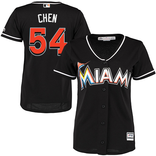 Marlins #54 Wei-Yin Chen Black Alternate Women's Stitched MLB Jersey Marlins #54 Wei-Yin Chen Black Alternate Women's Stitched MLB Jersey