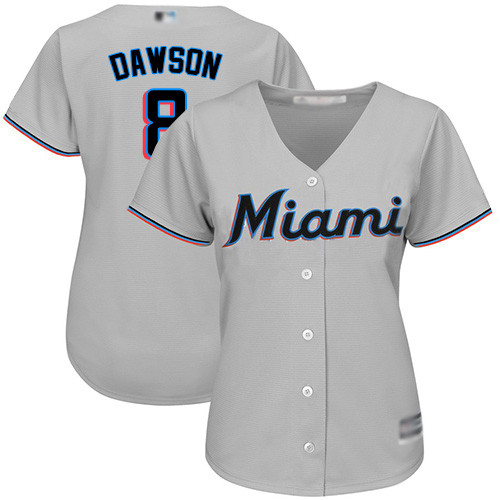 Marlins #8 Andre Dawson Grey Road Women's Stitched Baseball Jersey Marlins #8 Andre Dawson Grey Road Women's Stitched Baseball Jersey