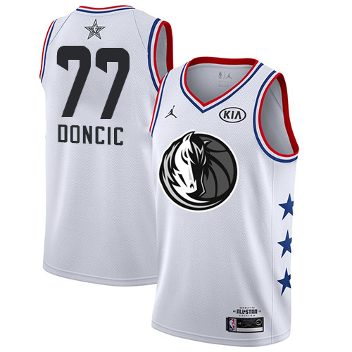Mavericks #77 Luka Doncic White Basketball Jordan Swingman 2019 All-Star Game Jersey Mavericks #77 Luka Doncic White Basketball Jordan Swingman 2019 All-Star Game Jersey