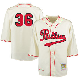 Men's 1936 Philadelphia Phillies Chuck Klein Mitchell & Ness Cream Authentic Throwback Jersey Men's 1936 Philadelphia Phillies Chuck Klein Mitchell & Ness Cream Authentic Throwback Jersey