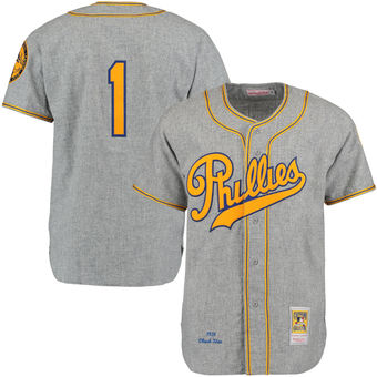 Men's 1938 Philadelphia Phillies Chuck Klein Mitchell & Ness Gray Authentic Throwback Jersey Men's 1938 Philadelphia Phillies Chuck Klein Mitchell & Ness Gray Authentic Throwback Jersey