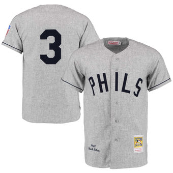 Men's 1942 Philadelphia Phillies Chuck Klein Mitchell & Ness Gray Authentic Throwback Jersey Men's 1942 Philadelphia Phillies Chuck Klein Mitchell & Ness Gray Authentic Throwback Jersey