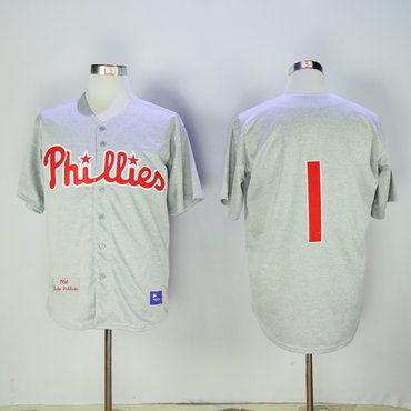 Men's 1948 Philadelphia Phillies Richie Ashburn Mitchell & Ness Gray Authentic Throwback Jersey