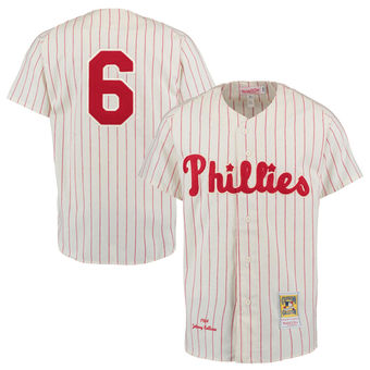 Men's 1964 Philadelphia Phillies Johnny Callison Mitchell & Ness Cream Authentic Throwback Jersey