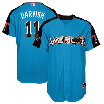 Men's American League Athletics Yu Darvish Majestic Blue 2017 MLB All-Star Game Home Run Derby Player Jersey