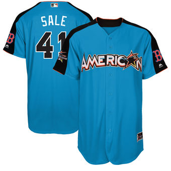 Men's American League Red Sox Chris Sale Majestic Blue 2017 MLB All-Star Game Authentic Home Run Derby Jersey