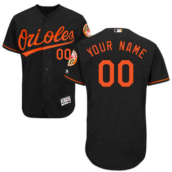 Men's Baltimore Orioles Majestic Alternate Black FlexBase Authentic Collection Custom Jersey