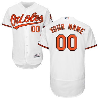 Men's Baltimore Orioles Majestic Home White FlexBase Authentic Collection Custom Jersey
