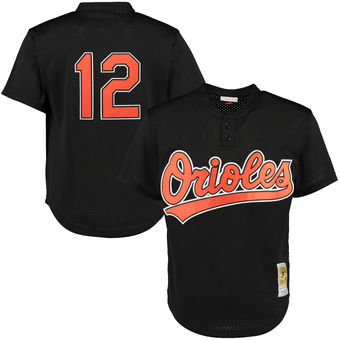 Men's Baltimore Orioles Roberto Alomar Mitchell & Ness Black Cooperstown Mesh Batting Practice Jersey Men's Baltimore Orioles Roberto Alomar Mitchell & Ness Black Cooperstown Mesh Batting Practice Jersey