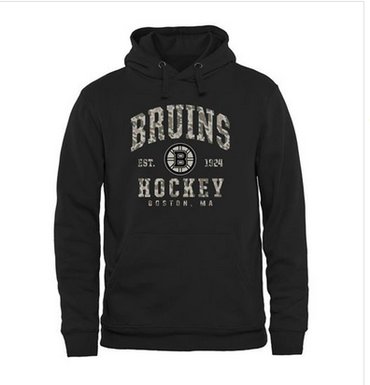 Men's Boston Bruins Black Camo Stack Pullover Hoodie