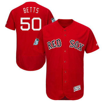 Men's Boston Red Sox #50 Mookie Betts Majestic Scarlet 2017 Spring Training Authentic FlexBase Player Jersey