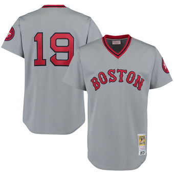 Men's Boston Red Sox 1975 Fred Lynn Mitchell & Ness Gray Authentic Throwback Jersey Men's Boston Red Sox 1975 Fred Lynn Mitchell & Ness Gray Authentic Throwback Jersey