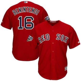 Men's Boston Red Sox Andrew Benintendi Majestic Scarlet 2018 World Series Cool Base Player Jersey