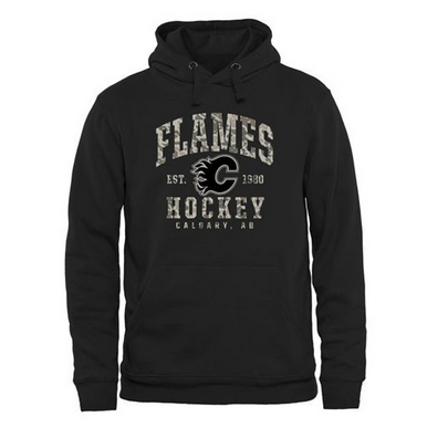 Men's Calgary Flames Black Camo Stack Pullover Hoodie