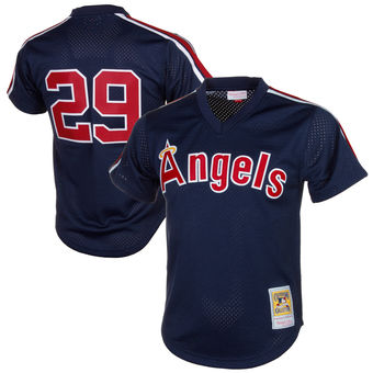 Men's California Angels Rod Carew Mitchell & Ness Navy Cooperstown Mesh Batting Practice Jersey Men's California Angels Rod Carew Mitchell & Ness Navy Cooperstown Mesh Batting Practice Jersey