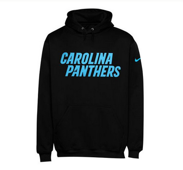 Men's Carolina Panthers Nike Black KO Wordmark Performance Hoodie