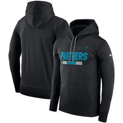 Men's Carolina Panthers Nike Black Sideline Team Name Performance Pullover Hoodie