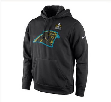 Men's Carolina Panthers Nike Black Super Bowl 50 Bound Team Travel Performance Pullover Hoodie