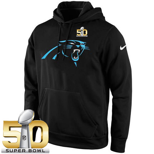 Men's Carolina Panthers Nike Black Super Bowl 50 KO Logo Essential Hoodie