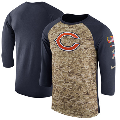 Men's Chicago Bears Nike Camo Navy Salute to Service Sideline Legend Performance Three-Quarter Sleeve T-Shirt