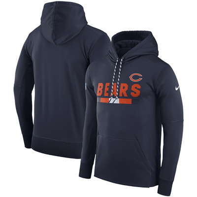 Men's Chicago Bears Nike Navy Sideline Team Name Performance Pullover Hoodie