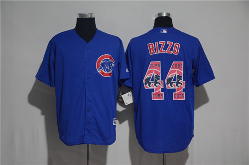 Men's Chicago Cubs #44 Anthony Rizzo Majestic Blue 2017 Color Printing Cool Base Jersey