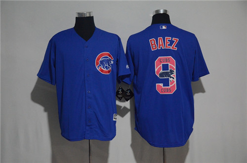 Men's Chicago Cubs #9 Javier Baez Majestic Blue 2017 Color Printing Cool Base Jersey