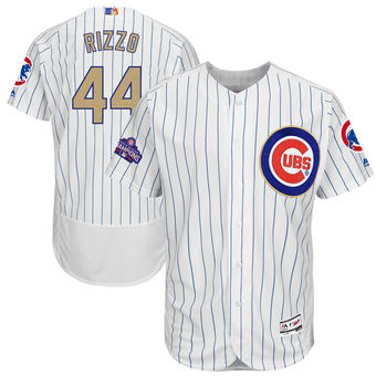 Men's Chicago Cubs Anthony Rizzo Majestic White 2017 Gold Program FlexBase Player Jersey