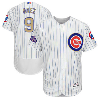 Men's Chicago Cubs Javier Baez Majestic White 2017 Gold Program FlexBase Player Jersey