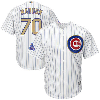 Men's Chicago Cubs Joe Maddon Majestic White 2017 Gold Program Cool Base Player Jersey