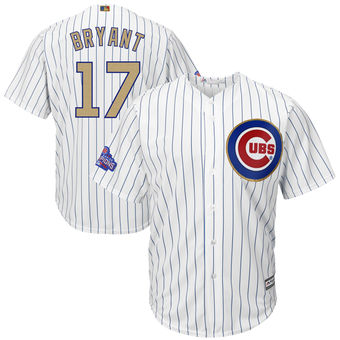 Men's Chicago Cubs Kris Bryant Majestic White 2017 Gold Program Player Big & Tall Jersey