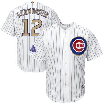 Men's Chicago Cubs Kyle Schwarber Majestic White 2017 Gold Program Cool Base Player Jersey