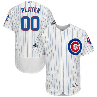 Men's Chicago Cubs Majestic 2016 Postseason White FlexBase Authentic Collection Custom Jersey