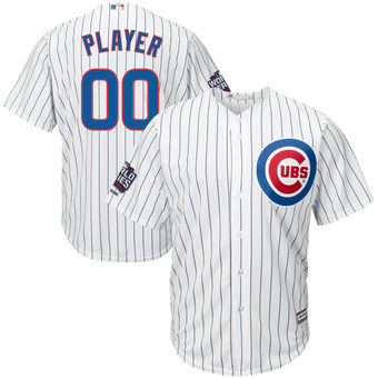 Men's Chicago Cubs Majestic Home White 2016 World Series Champions Cool Base Replica Custom Jersey