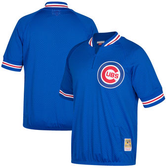 Men's Chicago Cubs Mitchell & Ness Royal Cooperstown Collection Mesh Batting Practice Quarter-Zip Jersey Men's Chicago Cubs Mitchell & Ness Royal Cooperstown Collection Mesh Batting Practice Quarter-Zip Jersey