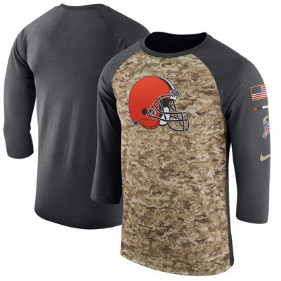 Men's Cleveland Browns Nike Camo Anthracite Salute to Service Sideline Legend Performance Three-Quarter Sleeve T-Shirt