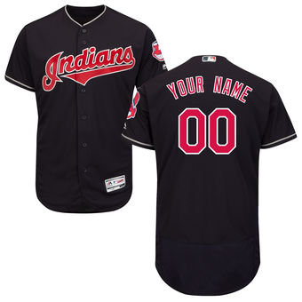 Men's Cleveland Indians Majestic Alternate Navy FlexBase Authentic Collection Custom Jersey