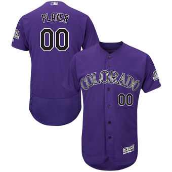 Men's Colorado Rockies Majestic Purple Alternate FlexBase Authentic Collection Custom Jersey with Commemorative Patch