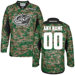 Men's Columbus Blue Jackets Reebok Digital Camo Veteran's Day Custom Practice Jersey