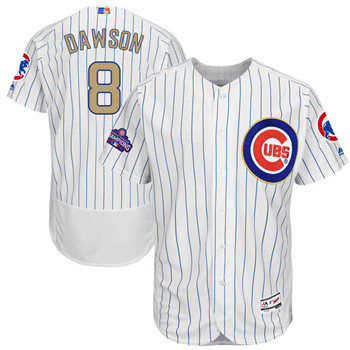 Men's Cubs #8 Andre Dawson Majestic White 2017 Gold Program FlexBase Player Jersey