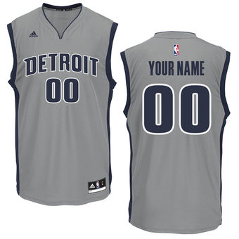 Men's Detroit Pistons adidas Gray Custom Replica Alternate Jersey