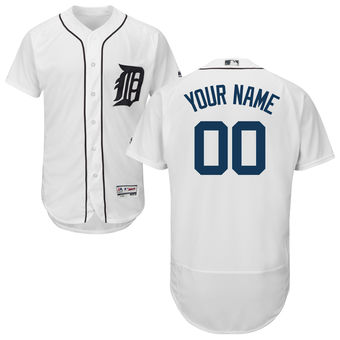 Men's Detroit Tigers Majestic Home White FlexBase Authentic Collection Custom Jersey