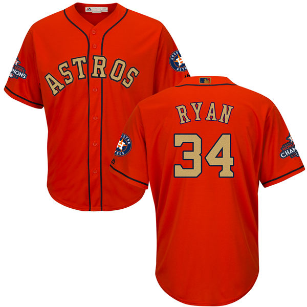 Men's Houston Astros #34 Nolan Ryan  Gonzalez Orange 2018 Gold Program Cool Base Stitched MLB Jersey