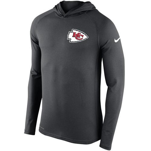 Men's Kansas City Chiefs Nike Charcoal Stadium Touch Hooded Performance Long Sleeve T-Shirt Men's Kansas City Chiefs Nike Charcoal Stadium Touch Hooded Performance Long Sleeve T-Shirt