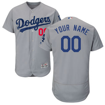 Men's Los Angeles Dodgers Majestic Alternate Road Gray FlexBase Authentic Collection Custom Jersey