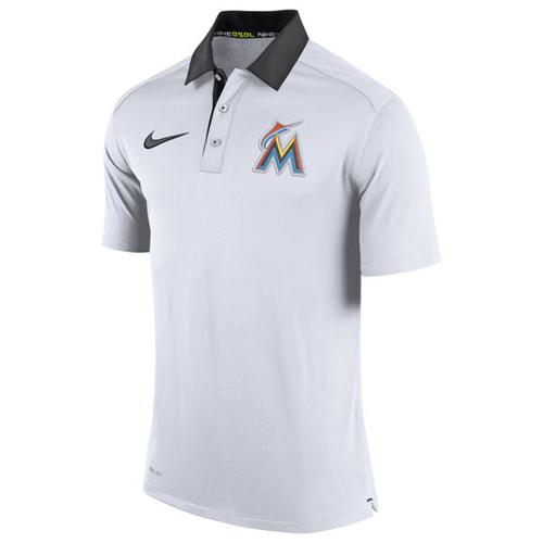 Men's Miami Marlins Nike White Authentic Collection Dri-FIT Elite Polo Men's Miami Marlins Nike White Authentic Collection Dri-FIT Elite Polo
