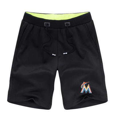 Men's Miami Marlins Team Logo Black Baseball Shorts Men's Miami Marlins Team Logo Black Baseball Shorts