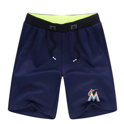 Men's Miami Marlins Team Logo Navy Baseball Shorts Men's Miami Marlins Team Logo Navy Baseball Shorts